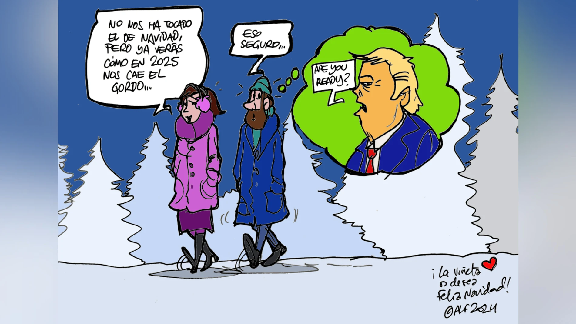 La llegada de la Navidad tras el sorteo de Lotería, en la viñeta gráfica La llegada de la Navidad tras el sorteo de Lotería, en la viñeta gráfica