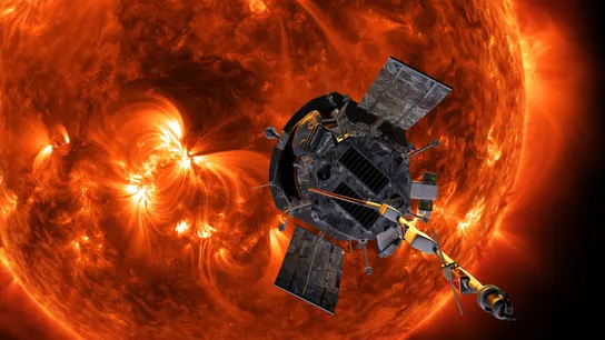 Ilustración artística de la sonda espacial solar Parker acercándose al sol Ilustración artística de la sonda espacial solar Parker acercándose al sol