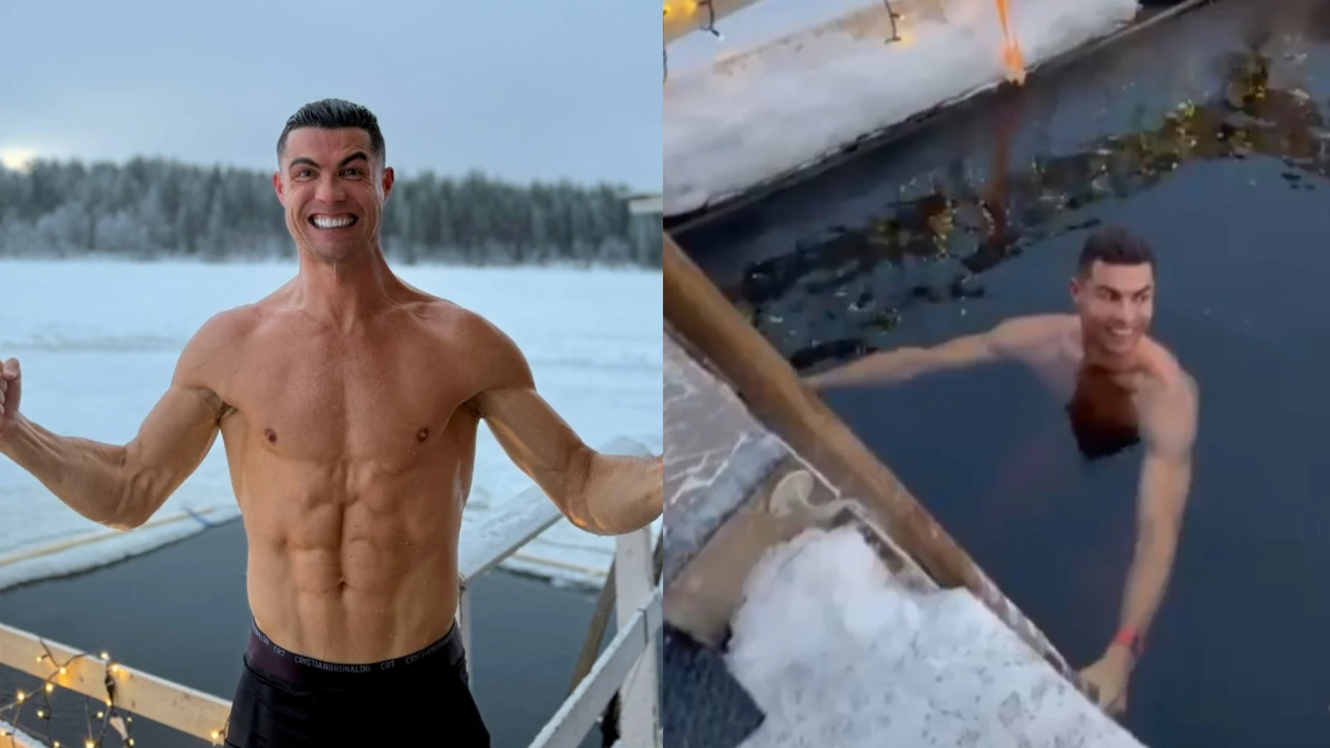 Cristiano Ronaldo y su baño más frío en Laponia Cristiano Ronaldo y su baño más frío en Laponia