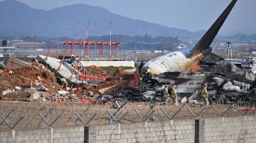 Imagen del avión siniestrado de Jeju Air en Corea del Sur