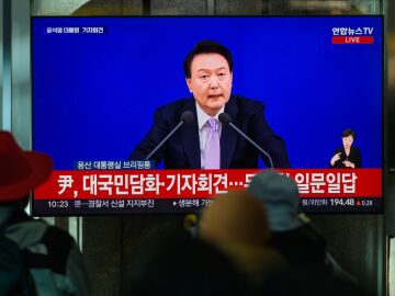 El presidente de Corea del Sur durante un discurso televisado