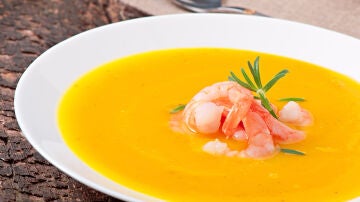 Crema de gambas y calabaza