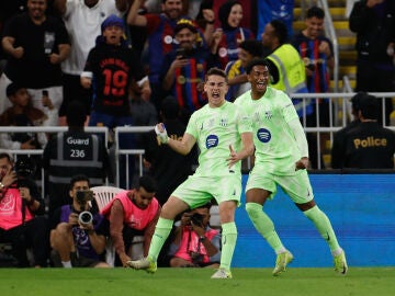 Gavi celebra un gol ante el Athletic en la semifinal de la Supercopa de España 