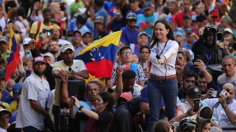 María Corina Machado en una manifestación en Caracas María Corina Machado en una manifestación en Caracas