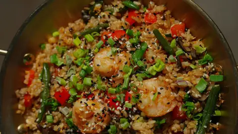 Plato de coliflor con gambas Plato de coliflor con gambas