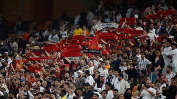 Aficionados del Mallorca en el estadio King Abdullah de Yeda