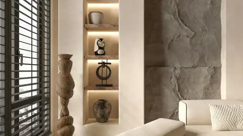 Salón pintado en color beige Salón pintado en color beige