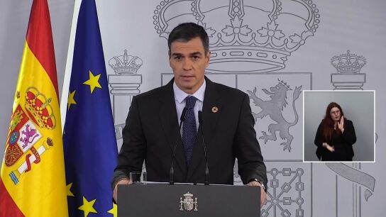 Comparecencia de Pedro S&aacute;nchez en Moncloa