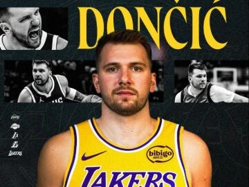 Montaje de Doncic con la camiseta de los Lakers