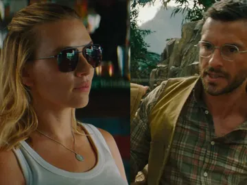 Scarlett Johansson y Jonathan Bailey en Jurassic World: El renacer Scarlett Johansson y Jonathan Bailey en Jurassic World: El renacer
