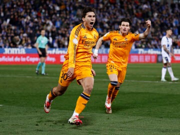 Gonzalo celebra su gol ante el Leganés en Butarque