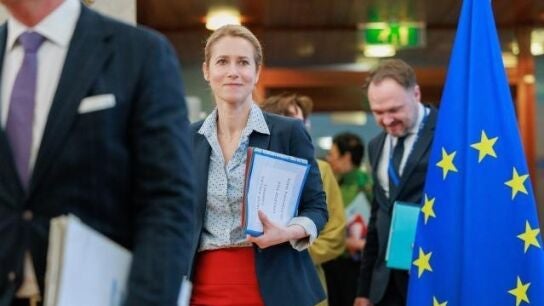 HANDOUT - 05 February 2025, Belgium, Brussels: EU Commission Vice-President, Kaja Kallas, arrives to the Weekly EU Commission meeting in Brussels. Photo: Lukasz Kobus/EU Commission/dpa - ATTENTION: editorial use only and only if the credit mentioned above is referenced in full05/02/2025 ONLY FOR USE IN SPAIN