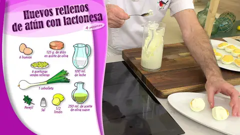 Ingredientes Huevos rellenos de atún con lactonesa Ingredientes Huevos rellenos de atún con lactonesa