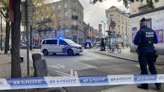 Polic&iacute;a cerca de Plaza Eugene Verboeckhoven en Bruselas