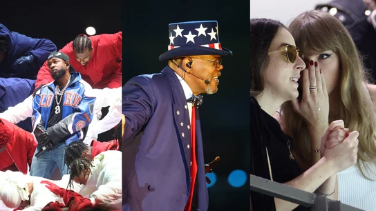 Kendrick Lamar,Samuel L. Jackson y Taylor Swift en la Super Bowl de Nueva Orlenas Kendrick Lamar,Samuel L. Jackson y Taylor Swift en la Super Bowl de Nueva Orlenas