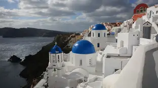 Vista de Oia en la isla de Santorini Vista de Oia en la isla de Santorini