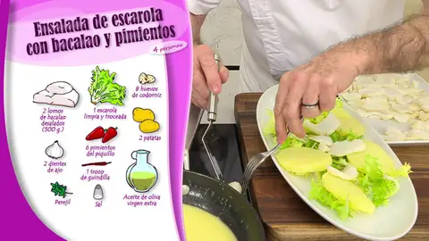 Ingredientes Ensalada de escarola con bacalao y pimientos Ingredientes Ensalada de escarola con bacalao y pimientos