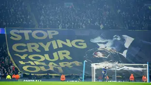 La pancarta de la afición del Manchester City en el Etihad La pancarta de la afición del Manchester City en el Etihad