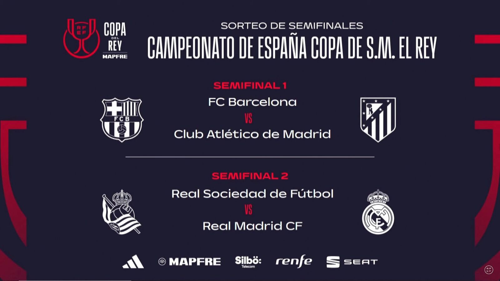Barcelona - Atlético de Madrid y Real Sociedad - Real Madrid, semifinales de la Copa del Rey