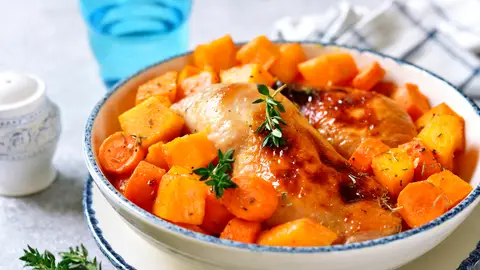 Zanahorias caramelizadas con hummus Zanahorias caramelizadas con hummus