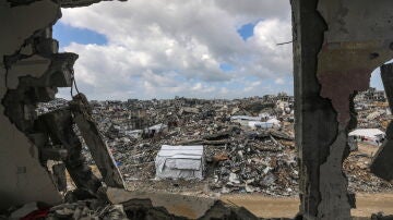 Imagen de un edificio destruido en Gaza