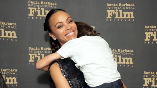 Zoe Salda&ntilde;a con su hijo 