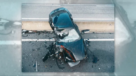 Así quedó el coche tras impactar contra el kamikaze Así quedó el coche tras impactar contra el kamikaze