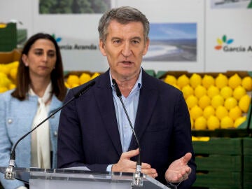 Alberto Núñez Feijóo en un acto con agricultores en Murcia