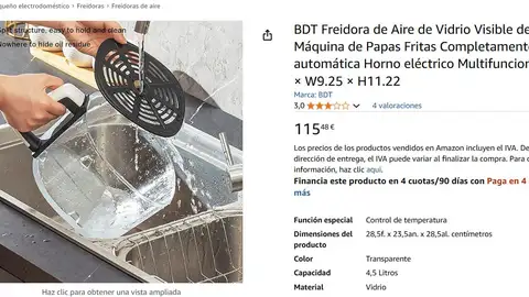 Airfryer de vidrio de venta en Amazon Airfryer de vidrio de venta en Amazon