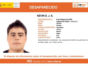 Buscan a Kevin, un joven de 29 años desaparecido desde hace nueve días en Laguna de Duero, Valladolid