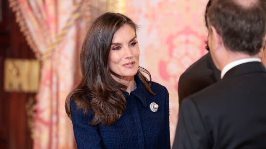 Reina Letizia recibiendo al presidente de Egipto