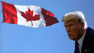 Imagen de archivo de Donald Trump y de la bandera de Canadá.