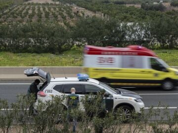 Agentes de la Guardia Civil, cerca del lugar del asesinato