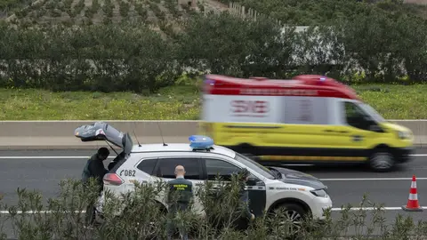 Agentes de la Guardia Civil, cerca del lugar del asesinato Agentes de la Guardia Civil, cerca del lugar del asesinato