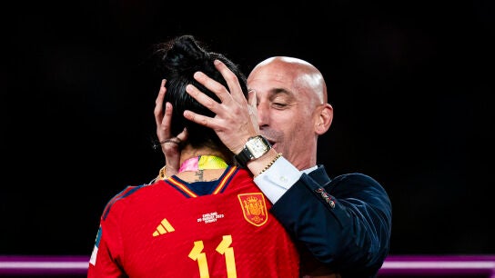 Luis Rubiales y Jennifer Hermoso durante la celebraci&oacute;n del Mundial Femenino de 2023