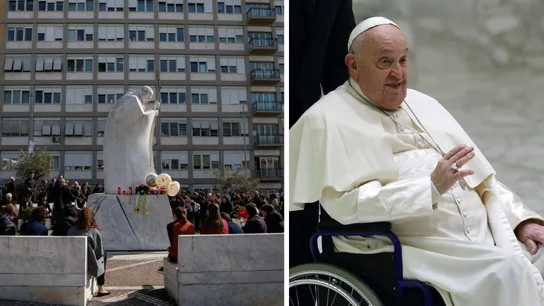 Imagen del hospital de Gemelli y del papa Francisco. Imagen del hospital de Gemelli y del papa Francisco.