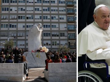 Imagen del hospital de Gemelli y del papa Francisco.