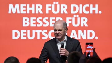 El canciller alemán, Olaf Scholz, en un acto electoral en la ciudad de Potsdam