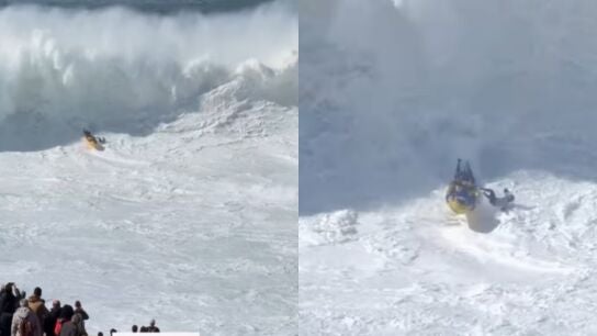 La tragedia sobrevuela Nazar&eacute;: espeluznante wipeout de Will Santana y su rescatador en jet-ski
