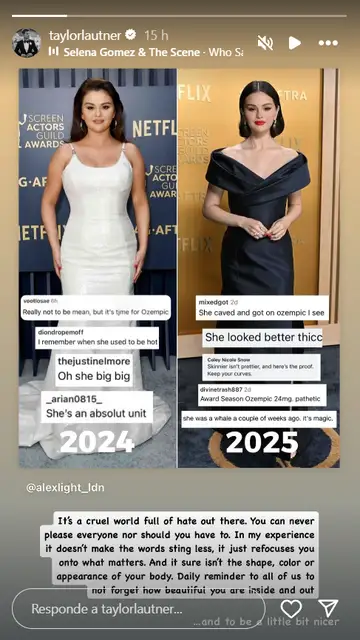 Taylor Lautner defiende a Selena Gomez en Instagram Taylor Lautner defiende a Selena Gomez en Instagram