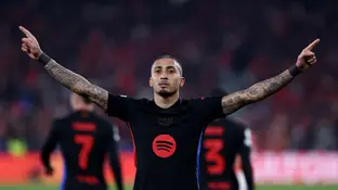 Raphinha celebra su gol ante el Benfica en Da Luz Raphinha celebra su gol ante el Benfica en Da Luz