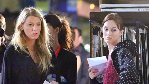 Leighton Meester y Blake Lively rodando Gossip Girl Leighton Meester y Blake Lively rodando Gossip Girl