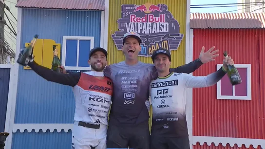El podio del Red Bull Valparaíso Cerro Abajo 2025 El podio del Red Bull Valparaíso Cerro Abajo 2025