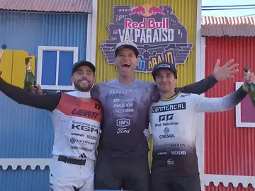 El podio del Red Bull Valparaíso Cerro Abajo 2025 El podio del Red Bull Valparaíso Cerro Abajo 2025