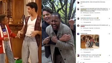 John Stamos y Jaleel White recrean una escena de sus míticos personajes del Tio Jesse y Steve Urkel