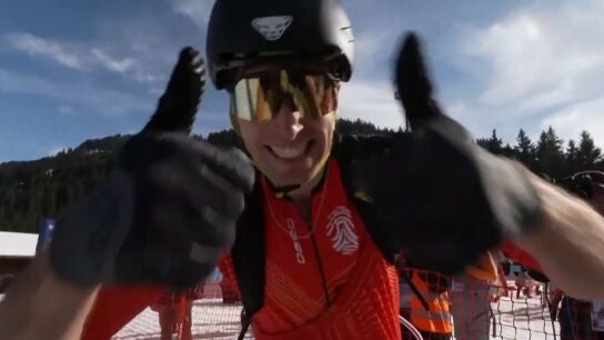 Oriol Cardona tras revalidar el mundial en esqu&iacute; de monta&ntilde;a
