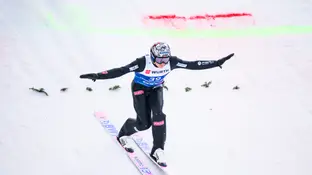 El esquiador noruego Marius Lindvik El esquiador noruego Marius Lindvik