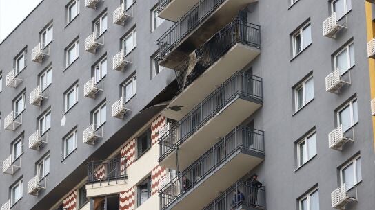 Edificio atacado por drones