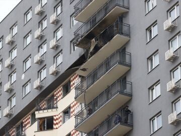 Edificio atacado por drones