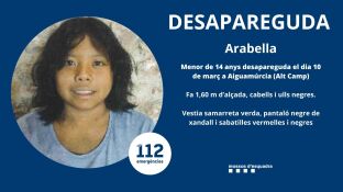 Activan un dispositivo de b&uacute;squeda por una ni&ntilde;a de 14 a&ntilde;os desaparecida en Aiguam&uacute;rcia, Tarragona
